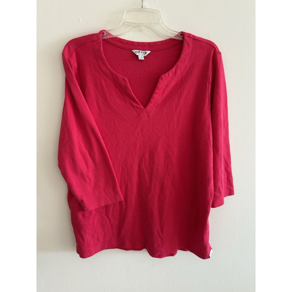 Orvis Shirt - Women's V-Neck Short Sleeve Knit Top - Classic Collection Size L